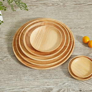 Ensemble de 7 assiettes rondes de luxe en bois de hêtre – Plateaux de service empilables – Vaisselle en bois naturel écologique - Product Image 2