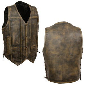 Gilet d'hiver de haute qualité pour hommes haut en cuir véritable de dernier style avec bouton et décoration de broderie de logo 3D - Product Image 1