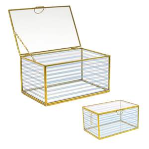 Boîte à bijoux en métal et en verre de qualité supérieure, design moderne et élégant, corps en métal durable, intérieur doublé de velours, fermeture sécurisée - Product Image 3