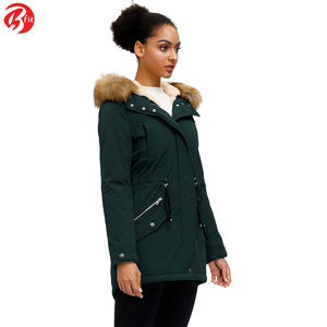 Veste parka d'hiver matelassée pour femme Manteau long doublé polaire à capuche avec poches respirant et chaud - Product Image 2