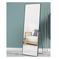 Miroir de toilette sur pied sans étagère, en aluminium brossé couleur or noir, 50*160cm