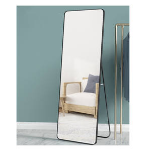 Specchio a Figura Intera con <span class=keywords><strong>Cornice</strong></span> in Alluminio Spazzolato Oro-Nero 50*160cm <span class=keywords><strong>Senza</strong></span> Mensola - Product Image 3