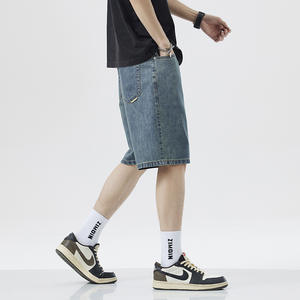 Özel erkekler Streetwear fermuar Fly şort moda Baggy erkek Denim yarım pantolon artı boyutu erkek gevşek kot şort - Product Image 5