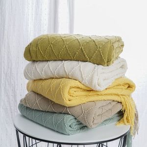 100% Cotton Woven Jacquard Pattern Sofa <b>Blanket</b> Soft Solid Color Dot Knit Throw Striped Recommended for Festivals Factory Sale - Product Image 1