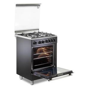 Four électrique De Longhi PEMA 64 LSG, cuisinière à gaz 4 zones avec four électrique noir classe A 60x60x84.7cm - Product Image 3