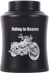 Up to 160 lbs <b>Urns</b> for Ashes Adult Male - Black Moto Decorative <b>Urns</b> Adult for Funeral <b>Large</b> (Black Motorcycle 160 Cubic inches) - Product Image 2