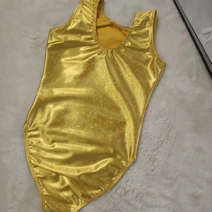 High Demand Gymnastics Leotards Sublimation Gold <strong>Shiny</strong> Sleeveless Leotards Performance Competition <strong>Dance</strong> Wear Bodysuit for Girls