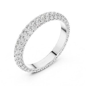 Round Brilliant Cut Moissanite Three Row Eternity <b>Band</b> Ring 925 Sterling <b>Silver</b> Bridal Fine Jewelry Wholesale Luxury <b>Wedding</b> - Product Image 3