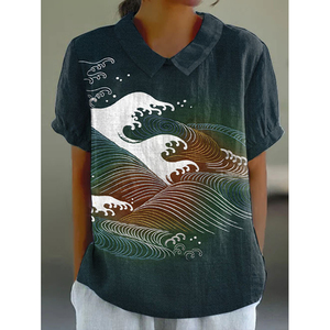 2025 nouveau printemps/été pull <span class=keywords><strong>femme</strong></span> <span class=keywords><strong>col</strong></span> <span class=keywords><strong>rond</strong></span> imprimé 3D T-<span class=keywords><strong>Shirt</strong></span> à manches courtes pour le commerce extérieur - Product Image 2