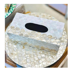 Caja de pañuelos decorativa de nácar hecha a mano de primera calidad, soporte de pañuelos de nácar para mesa - Product Image 4