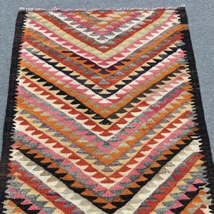 พรมวินเทจขนาด 3.1x6.1 ฟุต พรมลายตุรกี พรมลายตารางสีแดงชมพู - Product Image 5