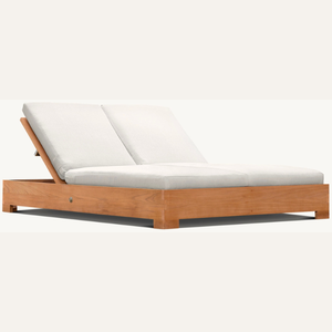 Sillón doble de madera de teca con espuma suave, ideal para parejas junto a la piscina o la playa. - Product Image 6