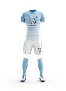 Conjunto de uniforme de fútbol de alta calidad, kits de uniformes de fútbol de Color blanco y azul, conjuntos de uniformes de fútbol para clubes de jóvenes y adultos - Product Image 2