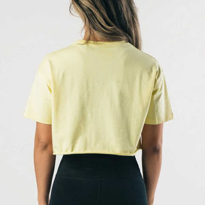 Camiseta Corta Ajustada para Mujer, Cuello Redondo, Color Sólido, Tejido de Punto Teñido, Tops Cortos de Verano para Mujer - Product Image 6