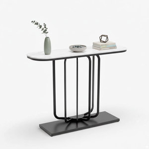โต๊ะตกแต่งสไตล์มินิมอล URI CST035 พร้อมท็อปหินและขาเหล็ก - Product Image 1
