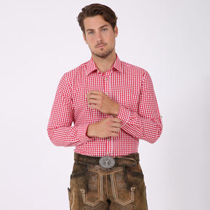 Nuevo estilo tradicional alemán camisa de hombre patrón a cuadros 100% algodón Oktoberfest Lederhosen Trachten otoño temporada cuerno botón - Product Image 2