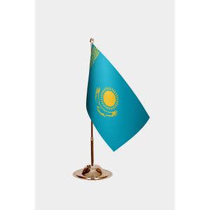 Drapeaux de table du Kazakhstan imprimés numériquement sur tissu avec mât en aluminium - Product Image 2