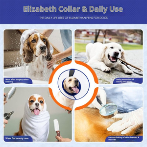 Vente en gros de fournitures pour animaux de compagnie | Cône de chien en PVC respirant <span class=keywords><strong>DOTON</strong></span> | Collier de récupération réglable anti-léchage et anti-morsure pour chiens de taille moyenne - Product Image 4