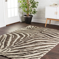 Ensembles de tapis en laine moderne fait à la main motif zèbre noir ivoire tapis imprimé animal lavable matériel de jute tufté à la main pour pique-nique à la maison