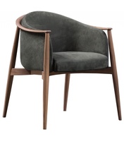 Fauteuil en bois rembourré en tissu brun foncé, chaise de salle à manger en bois massif pour restaurant, hôtel, café, mobilier commercial