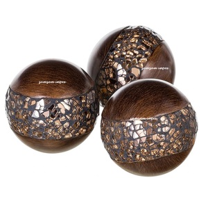 Bolas decorativas de madera y esfera de mosaico craquelado, orbes de acento hechos a mano para rellenos de cuencos, decoración de mesa y centros de mesa - Product Image 5