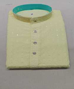 Nouvelle tendance court poulet Kurta hiver Khadi coton pyjama avec AchkanBandhgalaSherwanipathani tissu pour hommes - Product Image 3