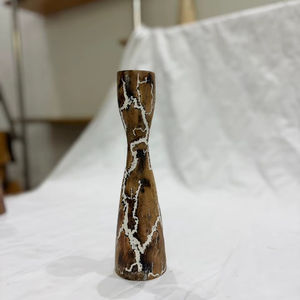 Portavelas de Madera MORDEN HOLDER, Estilo Moderno y Lujoso, Hecho a Mano, Color Natural, Personalizable, Forma Ovalada, Serigrafía, para el Hogar - Product Image 1