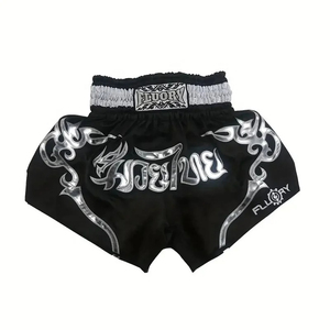 Nuevos pantalones cortos OEM ODM de alta calidad con logotipo personalizado pantalones cortos de boxeo bordados MMA ropa deportiva pantalones cortos de entrenamiento de Kickboxing de poliéster y nailon - Product Image 1