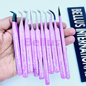 Coffret cadeau pince à cils personnalisé outils enduits de paillettes avec embouts en fibre emballage de marque privée pour extensions de cils - Product Image 2