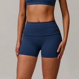 กางเกงขาสั้นสำหรับเล่นโยคะออกกำลังกายเอวสูงสำหรับผู้หญิงกางเกงขาสั้นเบอร์มิวดาสีล้วนสำหรับ100% ผ้าคอตตอนถักสำหรับยกกระชับก้น - Product Image 4