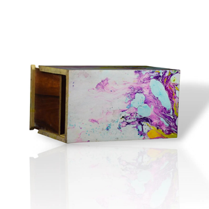 Urna de madera de mango hecha a mano Abstract Aqua Swirl Design Memorial Keepsake - Product Image 4