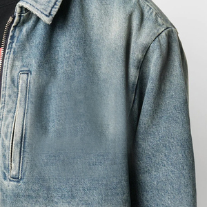 OEMODM, chaqueta vaquera de alta calidad para hombre con logotipo personalizado, chaqueta informal de talla grande con lavado ácido para hombre - Product Image 5