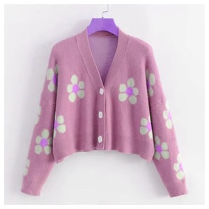 Cárdigan de Punto de Lana con Estampado Jacquard Informal y Acogedor para Mujer, Apliques con Logotipo de Fraternidad o Hermandad, Decoración con Botones - Product Image 2