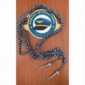 Cordón Táctico Azul de Alta Calidad para Uniforme Ceremonial, Cordón de Hombro de Nailon con Puntas Metálicas - Product Image 1