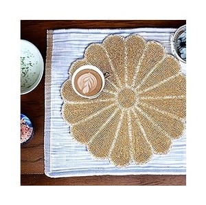 Best Vintage Wedding Designer Size 14 Inchi Embroidery <b>Beaded</b> <b>Placemat</b> Handmade Eco-Friendly Durable High Quality Home Party Top - Product Image 5