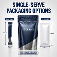 Sachet stick métallisé pour poudre d'électrolytes et de probiotiques, emballage individuel imprimé sur mesure
