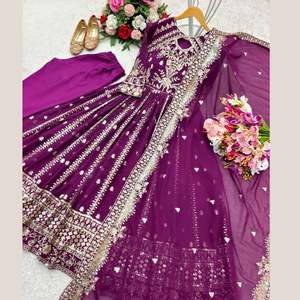 Professionnels en la vente de la meilleure collection de vêtements indiens, magnifique georgette avec broderie, costume Anarkali - Product Image 6