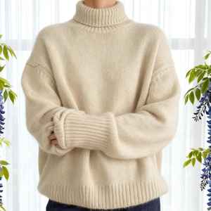 เสื้อสเวตเตอร์แขนยาวผ้าขนแกะแคชเมียร์หนาพิเศษแบบลำลอง100% ฤดูใบไม้ร่วงฤดูหนาว - Product Image 3