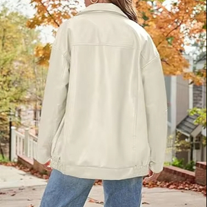 เสื้อแจ็คเก็ตหนังผู้ชาย ระบายอากาศได้ดี เป็นมิตรกับสิ่งแวดล้อม แห้งเร็ว อุ่นสำหรับฤดูหนาว คอตั้ง สไตล์ลำลอง คุณภาพสูง ราคาสมเหตุสมผล - Product Image 5