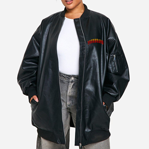 Premium Quality Sheep Skin Custom High Quality Quilted Cotton Lined Oversized Women's Varsity Jacket - Product Image 6