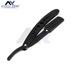 Navajas de Afeitar Profesionales para Barberos, Personalizables, de Acero Inoxidable, Negras, con Bloqueo Oscilante, Clásicas - Product Image 6