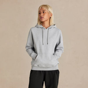 Soft light grey 100% cotton fleece <b>hoodie</b> featuring a <b>comfy</b> hood, front pocket, ribbed cuffs and hem, perfect for daily casual - Product Image 5