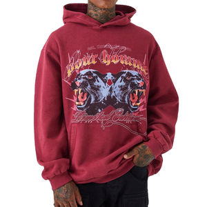 Logotipo personalizado completo Impreso Proveedores de diseño Rhinestone Oversized Streetwear Heavyweight Sudaderas con capucha en relieve Rhinestone para los hombres - Product Image 1