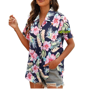 Prix d'usine en gros CATCHY GEARS Tissu sergé à imprimé floral tribal hawaïen Style urbain Impression 3D personnalisée Manches courtes - Product Image 2