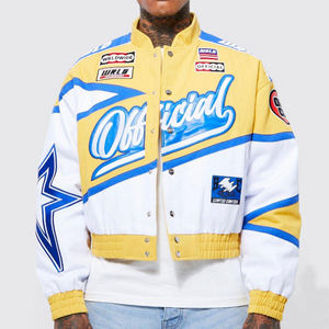 Veste de motard à col montant, style varsity, avec logo brodé personnalisé, effet color block, streetwear - Product Image 2