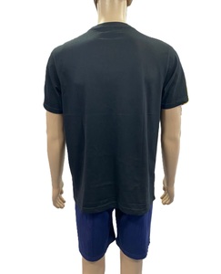 เสื้อยืดผู้ชายผ้าคอตตอนถักสีดำ100% สีและขนาดที่กำหนดเองเป็นมิตรกับสิ่งแวดล้อม - Product Image 2