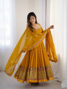 Indian Ethnic Wear Ready Made Heavy Georgette Embroidery Work Salwar Kameez Lace Border Dupatta Set Party Quick Dry All Seasons - Product Image 3