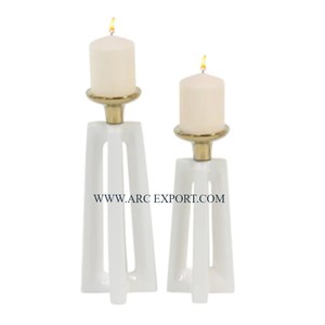 Bougeoirs et supports en laiton massif poli or antique Décoration de table de la meilleure qualité Bougeoirs de style classique - Product Image 2