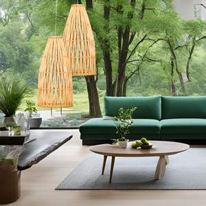 Plafonnier en bambou conçu avec un tissage en bambou naturel, distribution de lumière douce et éclairage intérieur décoratif - Product Image 5