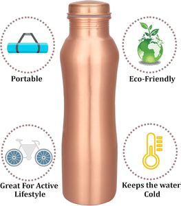 Serie clásica 1L Original estilo curvo botella de agua de cobre puro perfecto recipiente de cobre Ayurvédico deportes Fitness regalo muestra gratis - Product Image 3